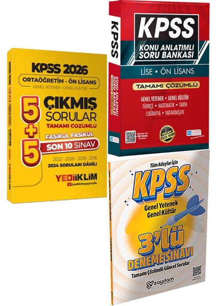 2026 Ortaöğretim-Önlisans 5+5 Çözümlü Son 10 Sınav Fasikül Fasikül Çıkmış + Konu Ant. Soru ve 3 Deneme