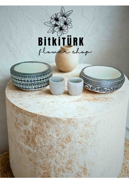 4 Lü Beton Ring , Bonsai , 2 Kaktüs Saksısı Seti modelleri