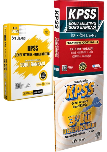 2026 Kpss Ön Lisans Soru Bankası Video Çözümlü - Konu Ant. Soru ve 3 Deneme