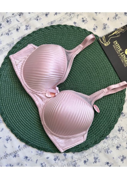 Evelyn Parlak Saten Çizgi Detaylı C Cup Balenli Desteksiz Önü Tül Detaylı Şık Sütyen fiyatları