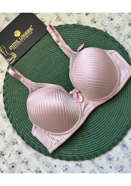 Evelyn Parlak Saten Çizgi Detaylı C Cup Balenli Desteksiz Önü Tül Detaylı Şık Sütyen fırsatları