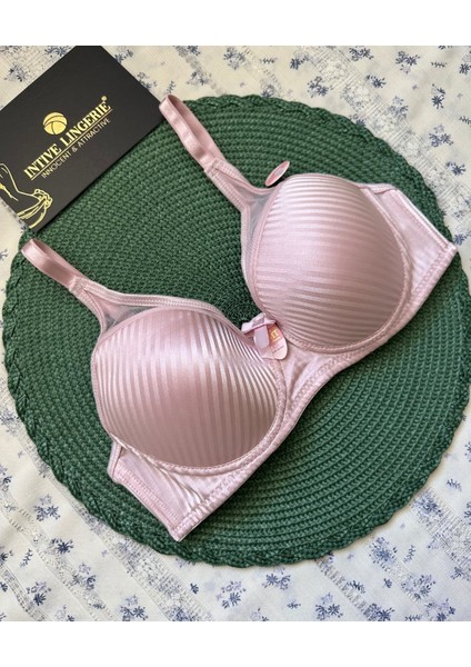 Evelyn Parlak Saten Çizgi Detaylı C Cup Balenli Desteksiz Önü Tül Detaylı Şık Sütyen indirimleri