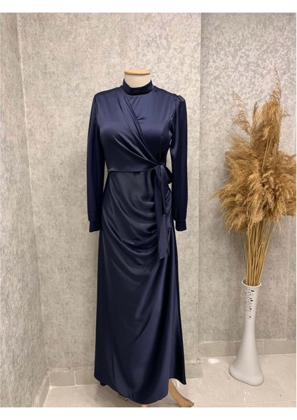 25Y4512 Elbise Abiye Zara Saten Yandan Bağlamalı - Tane - 25Y4512 - Lacı - 44