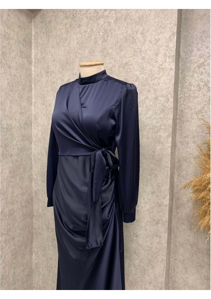 25Y4512 Elbise Abiye Zara Saten Yandan Bağlamalı - Tane - 25Y4512 - Lacı - 44 fiyatları