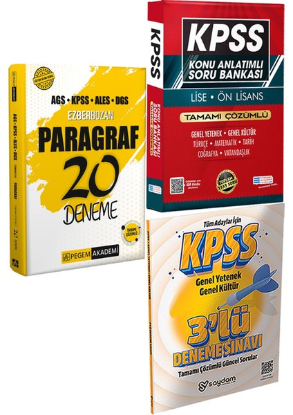 2026 Ags Kpss Ales Dgs Ezberbozan Paragraf 20 Deneme - Konu Ant. Soru ve 3 Deneme