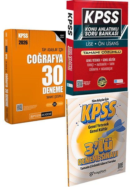 2026 Kpss Tüm Adaylar Için Coğrafya 30 Deneme Çözümlü - Konu Ant. Soru ve 3 Deneme