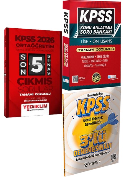 2026 Ortaöğretim Genel Yetenek - Genel Kültür Çözümlü Son 5 Sınav Çıkmış Sorular+Konu Ant. Soru ve 3 Deneme