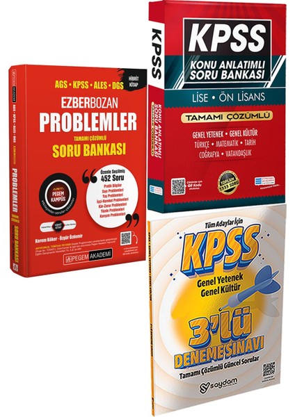 2026 Ags Kpss Ales Dgs Ezberbozan Problemler Çözümlü Soru Bankası - Konu Ant. Soru ve 3 Deneme