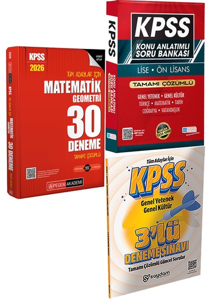 2026 Kpss Tüm Adaylar Için Matematik-Geometri 30 Deneme Çözümlü - Konu Ant. Soru ve 3 Deneme