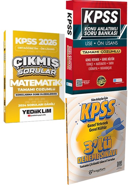 Kpss 2026 Ortaöğretim-Önlisans Matematik Konularına Göre Çıkmış Sorular + Konu Ant. Soru ve 3 Deneme