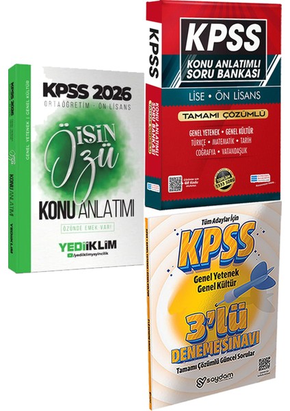 2026 Kpss Ortaöğretim-Önlisans Işin Özü Tek Kitap Tamamı Renkli Konu Anlatımı + Konu Ant. Soru ve 3 Deneme