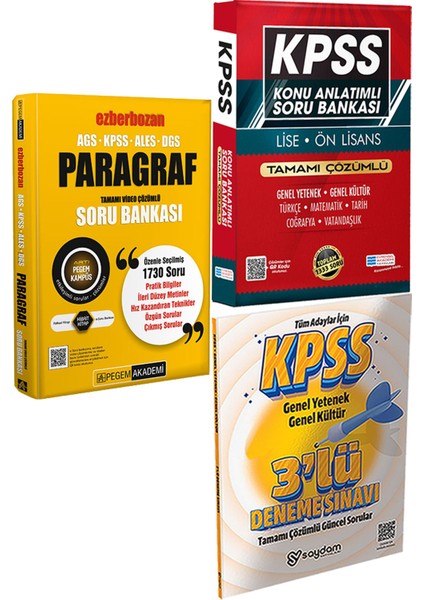 2026 Ags-Kpss-Ales-Dgs Ezberbozan Paragraf Video Çözümlü Soru - Konu Ant. Soru ve 3 Deneme