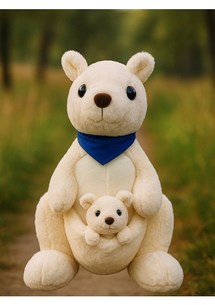 35 cm Peluş Kanguru Anne ve Yavrusu-Sevimli Kanguru-Uyku Arkadaşı