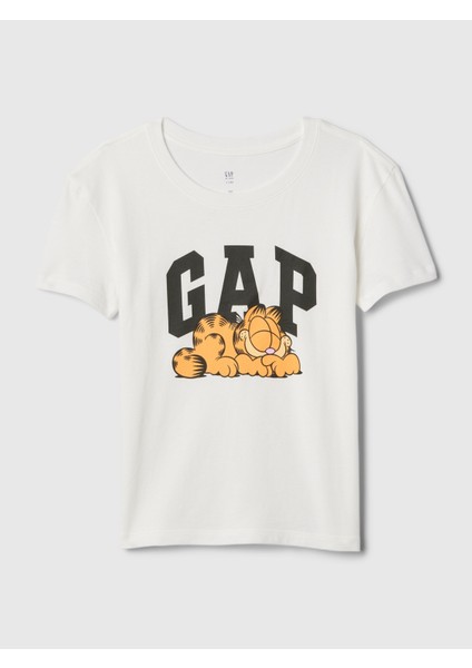 Kız Çocuk Kırık Beyaz Gap Logo Garfield Grafikli T-Shirt fiyatları
