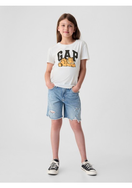 Kız Çocuk Kırık Beyaz Gap Logo Garfield Grafikli T-Shirt fırsatları