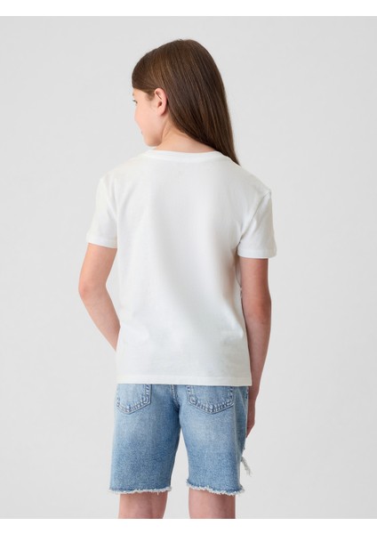 Kız Çocuk Kırık Beyaz Gap Logo Garfield Grafikli T-Shirt indirimleri