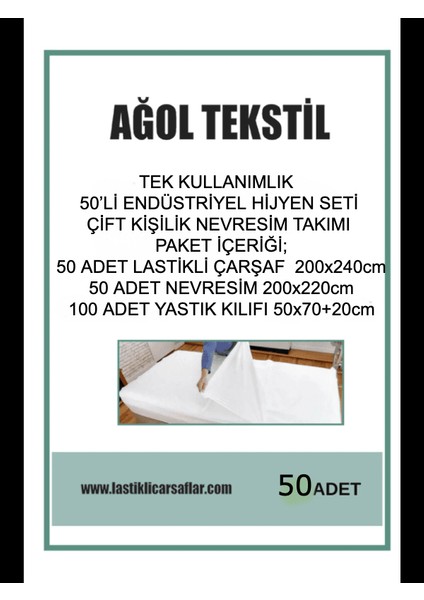 Çift Kişilik Tek Kullanımlık Nevresim Takımı 50’li Set – Endüstriyel Paket
