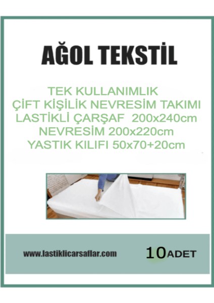 Çift Kişilik Tek Kullanımlık Nevresim Takımı 10’lu Set – Lastikli Çarşaflı
