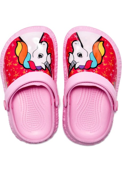 Üstten Işıklı Unicorn Baskılı Ortopedik Kaymaz Kız Çocuk Plaj Kreş Terliği fiyatları