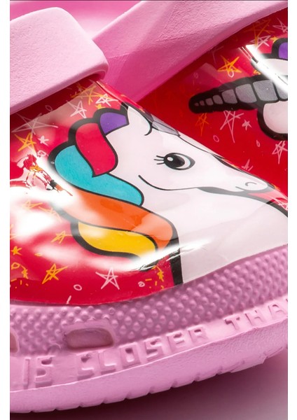 Üstten Işıklı Unicorn Baskılı Ortopedik Kaymaz Kız Çocuk Plaj Kreş Terliği modelleri
