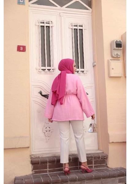 Pembe Tesettür Kimono 19032P fiyatları