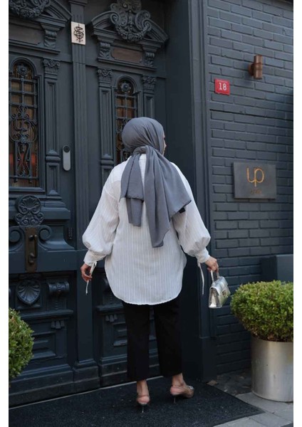 Çizgili Ekru Tesettür Tunik 101016E modelleri