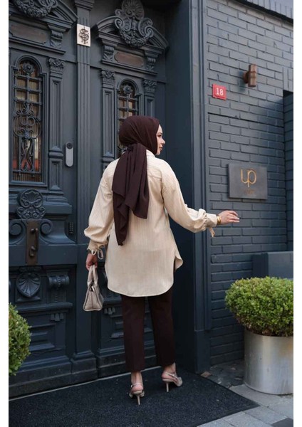 Çizgili Bisküvi Tesettür Tunik 101016BS fiyatları