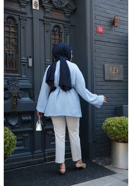 Bebek Mavisi Tesettür Kimono 19032BM modelleri