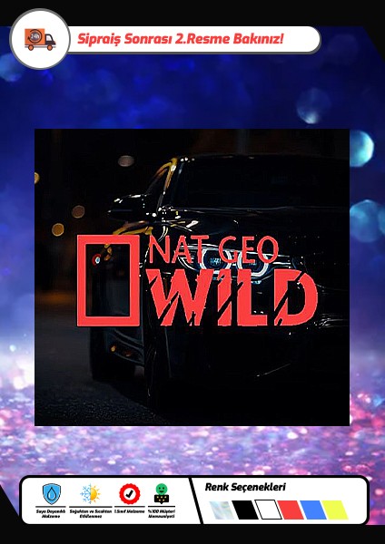 Nat Geo Wild Araba Stickerı – 20X7 cm Suya Dayanıklı Çıkartma