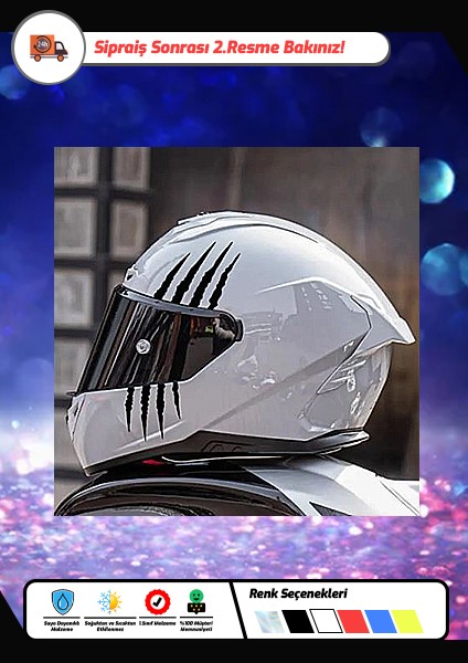 Motorsiklet Kaskı Çizik Desenli Sticker – 2'li Set (Farklı Renk Seçenekleri)