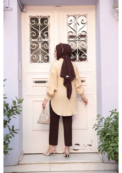 Çizgili Bisküvi Tesettür Tunik 101024BS fiyatları