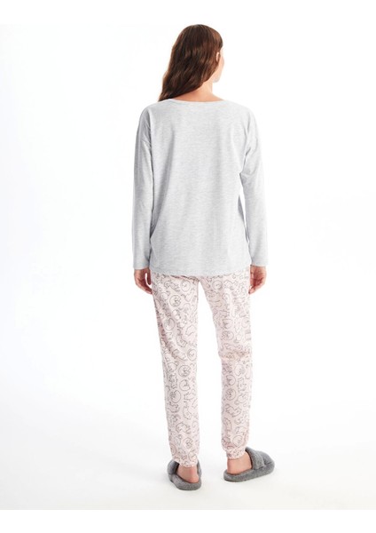 Lcw Dream Pembe Bisiklet Yaka Baskılı Uzun Kollu Kadın Pijama Takımı fırsatları