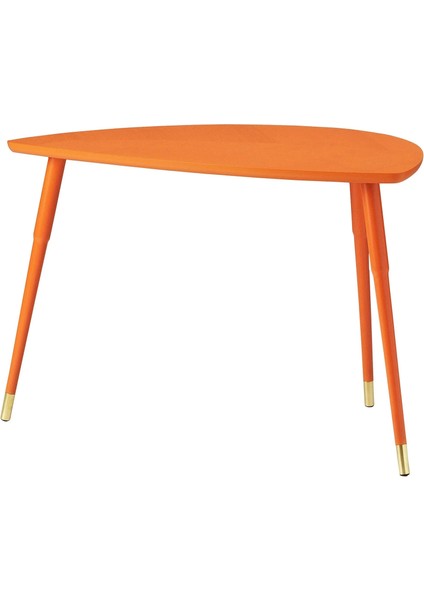 Lövbacken Orta Sehpa 77 x 39 cm Turuncu Mdf Dişbudak Kaplamalı 3 Ayaklı Asimetrik