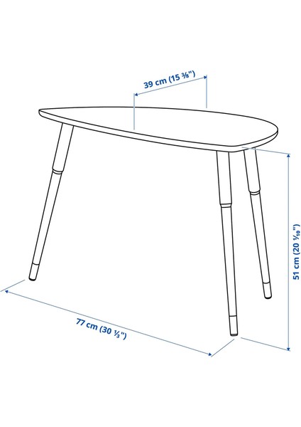 Lövbacken Orta Sehpa 77 x 39 cm Turuncu Mdf Dişbudak Kaplamalı 3 Ayaklı Asimetrik modelleri
