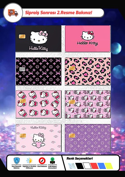 Esila 14 Adet Hello Kitty Vl Kart Kaplama Sticker - Banka&kredi&papara&tosla ve Ulaşım Kartı Etiketi