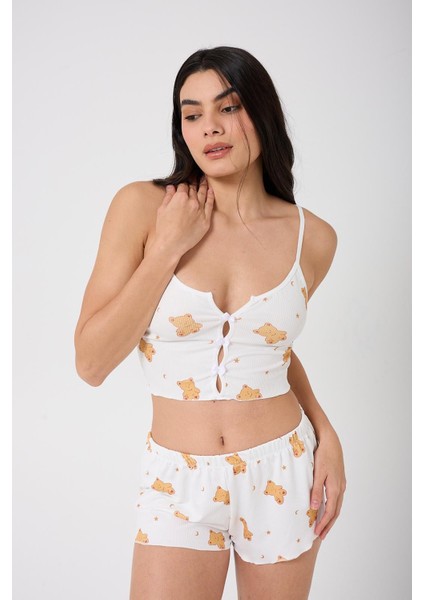 Kadın Baskılı Şort ve Atlet Alt Üst Şort Pijama Takım fiyatları