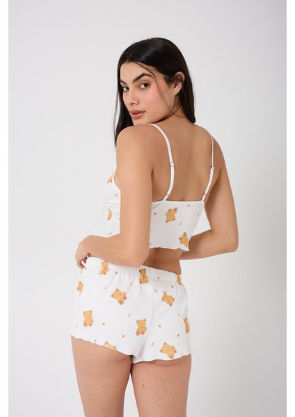 Kadın Baskılı Şort ve Atlet Alt Üst Şort Pijama Takım modelleri