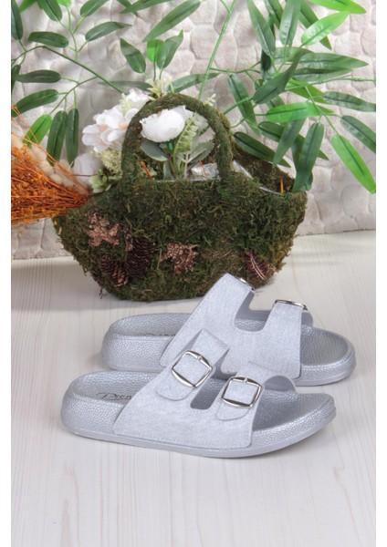 01108 Pienn Anatomik Esnek Rahat Simli Baskılı Iki Tokalı Kadın Terlik fırsatları