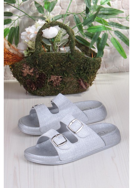 01108 Pienn Anatomik Esnek Rahat Simli Baskılı Iki Tokalı Kadın Terlik indirimleri