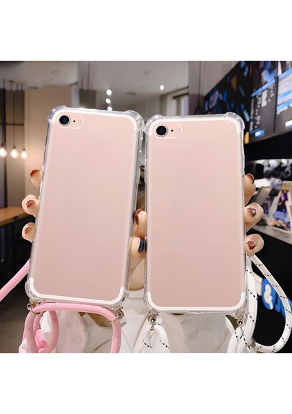 iPhone 8 Boyun Askılı Şeffaf Tank Kılıf Kırmızı fiyatları