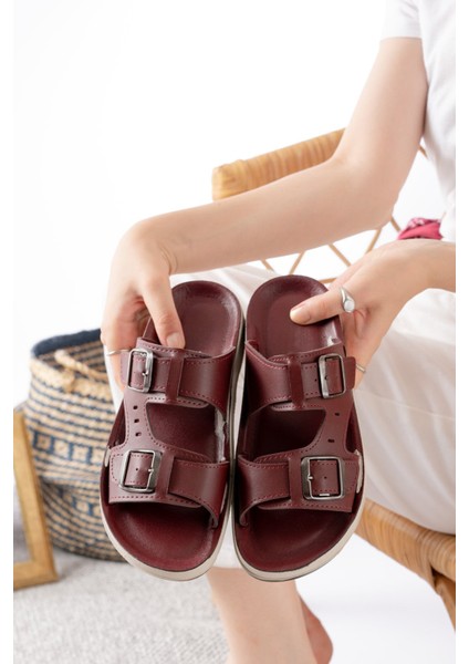 Mulex Kadın Çift Tokalı, Şık, Günlük Siyah Terlik modelleri