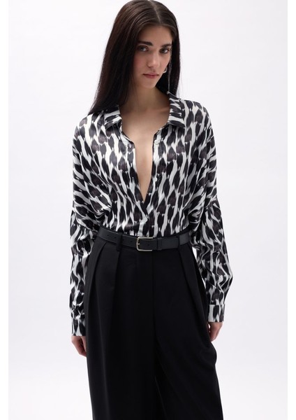 Desenli Crop Gömlek