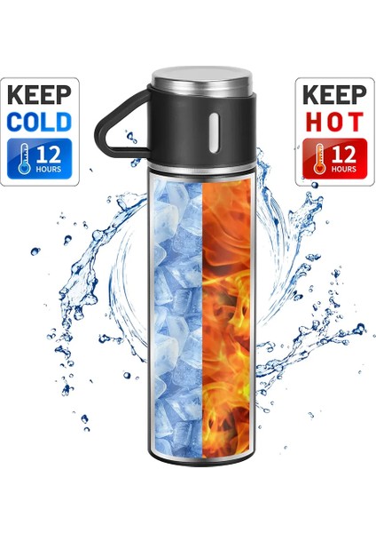 500ML Paslanmaz Çelik Bardaklı Termos Çift Katmanlı Termos Bardak Mug Araç Kahve Çay El Termosu fırsatları