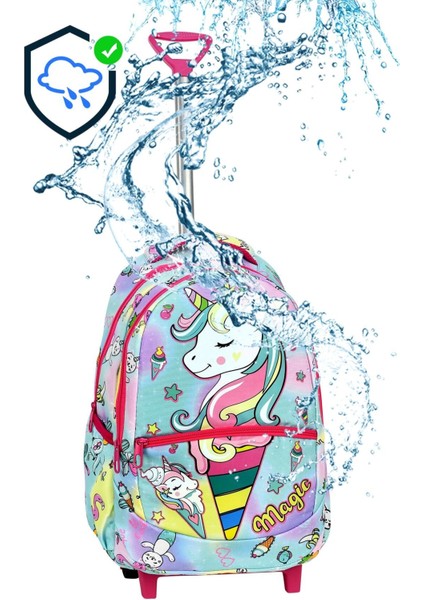 Çekçekli 3'lü Okul Seti, Unicorn Desenli Ilkokul Çantası + Beslenme Çantası + Kalemlik fırsatları