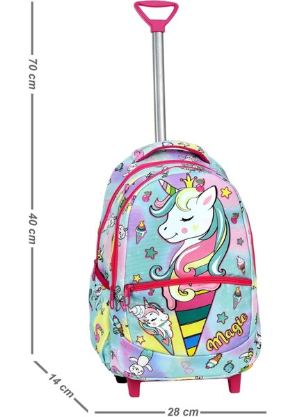 Çekçekli 3'lü Okul Seti, Unicorn Desenli Ilkokul Çantası + Beslenme Çantası + Kalemlik indirimleri