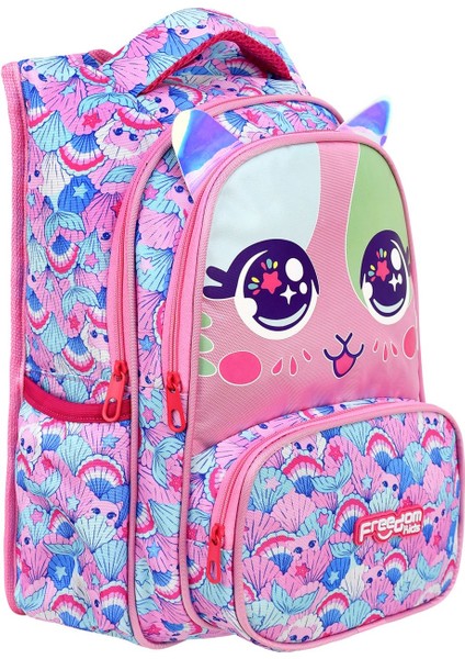 Pembe Kedi Baskılı, Su Geçirmez, Ortopedik Sırt Özellikli, Ilkokul Çantası + Beslenme Çantası modelleri