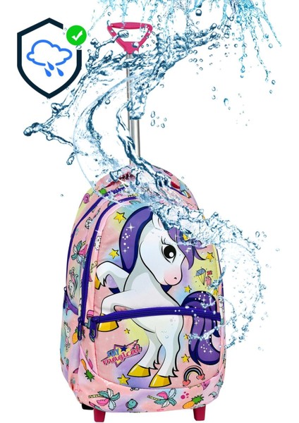 Çekçekli 3'lü Okul Seti, Unicorn Desenli Ilkokul Çantası + Beslenme Çantası + Kalemlik fırsatları