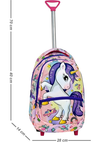 Çekçekli 3'lü Okul Seti, Unicorn Desenli Ilkokul Çantası + Beslenme Çantası + Kalemlik indirimleri