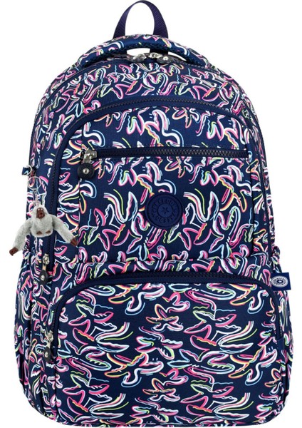 Mega Lüx Desenli Lise ve Ortaokul Sırt Çantası, Desenli Okul Çantası, Maymun Anahtarlık Hediyeli fiyatları