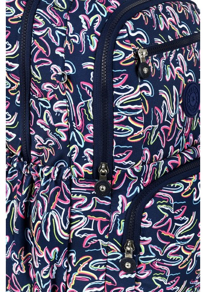 Mega Lüx Desenli Lise ve Ortaokul Sırt Çantası, Desenli Okul Çantası, Maymun Anahtarlık Hediyeli